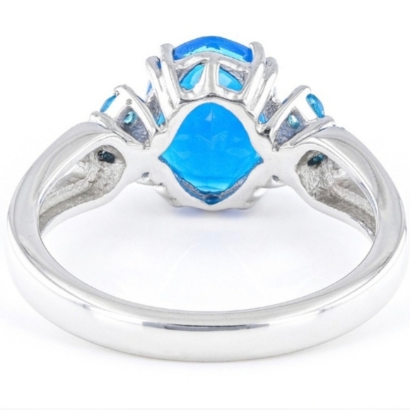 Genuine Paraiba Blue Color Opal Ring in Sterling Silver Size 8! 💙 - Picture 7 of 9